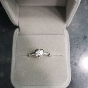 Coach Sterling Silver Pave cz heart ring sz 7